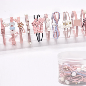 ยางรัดผมสีชมพู สไตล์เกาหลีและญี่ปุ่น สำหรับผู้หญิง 12 ชิ้น